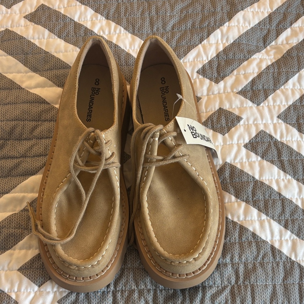 No Boundaries Tan Platform Moccasin Shoes